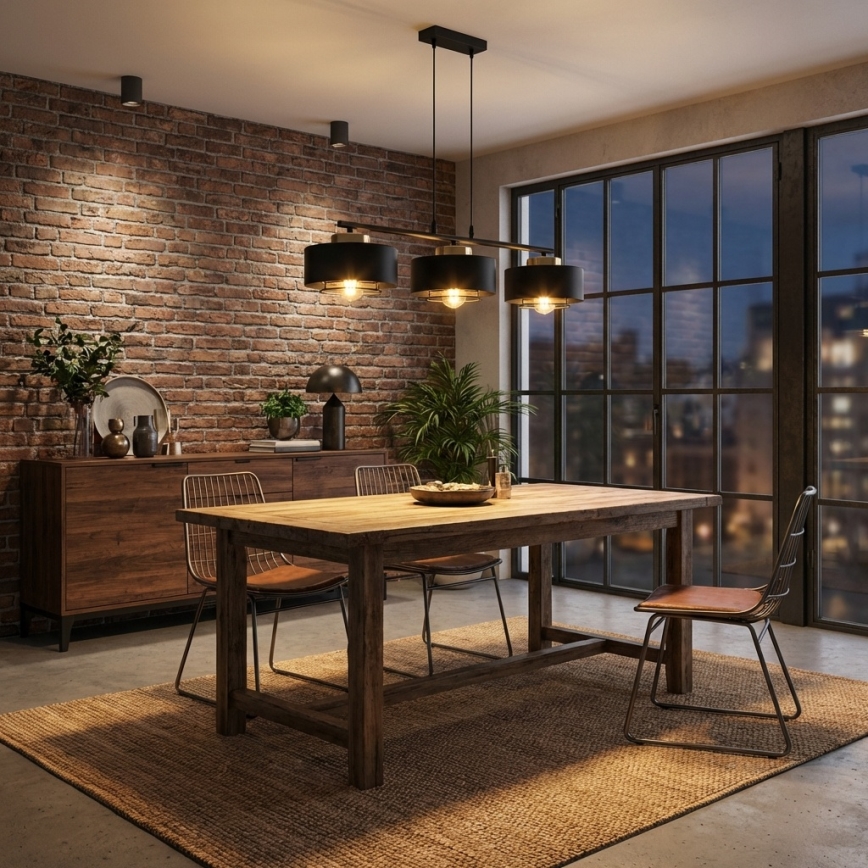 Brilagi - Lampadario a sospensione con cavo SPRING 3xE27/60W/230V nero/oro