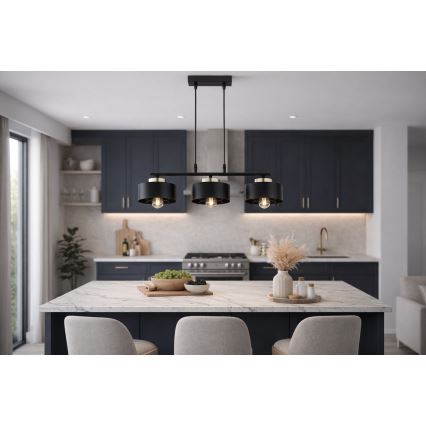 Brilagi - Lampadario a sospensione con cavo SPRING 3xE27/60W/230V nero/oro