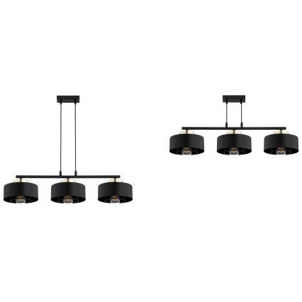 Brilagi - Lampadario a sospensione con cavo SPRING 3xE27/60W/230V nero/oro