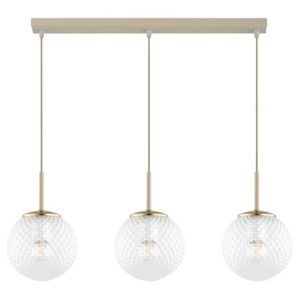 Brilagi - Lampadario a sospensione con cavo STELLA 3xE27/60W/230V beige/oro
