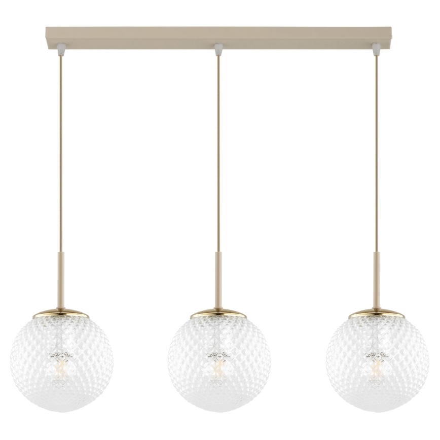 Brilagi - Lampadario a sospensione con cavo STELLA 3xE27/60W/230V beige/oro