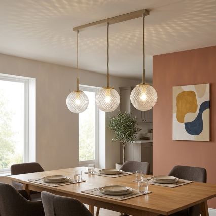 Brilagi - Lampadario a sospensione con cavo STELLA 3xE27/60W/230V beige/oro