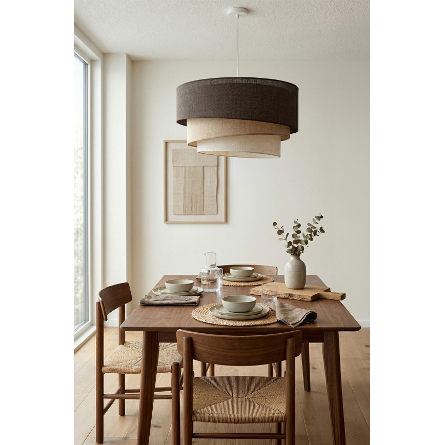 Brilagi - Lampadario a sospensione con cavo TRIO 3xE27/60W/230V diam. 60 cm marrone/beige/bianco