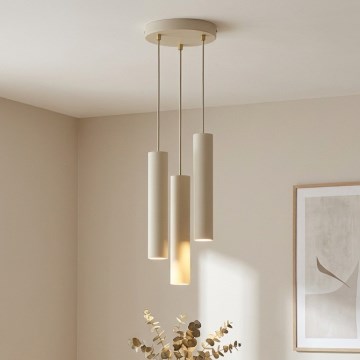 Brilagi - Lampadario a sospensione con cavo TUBE 3xGU10/15W/230V beige/oro