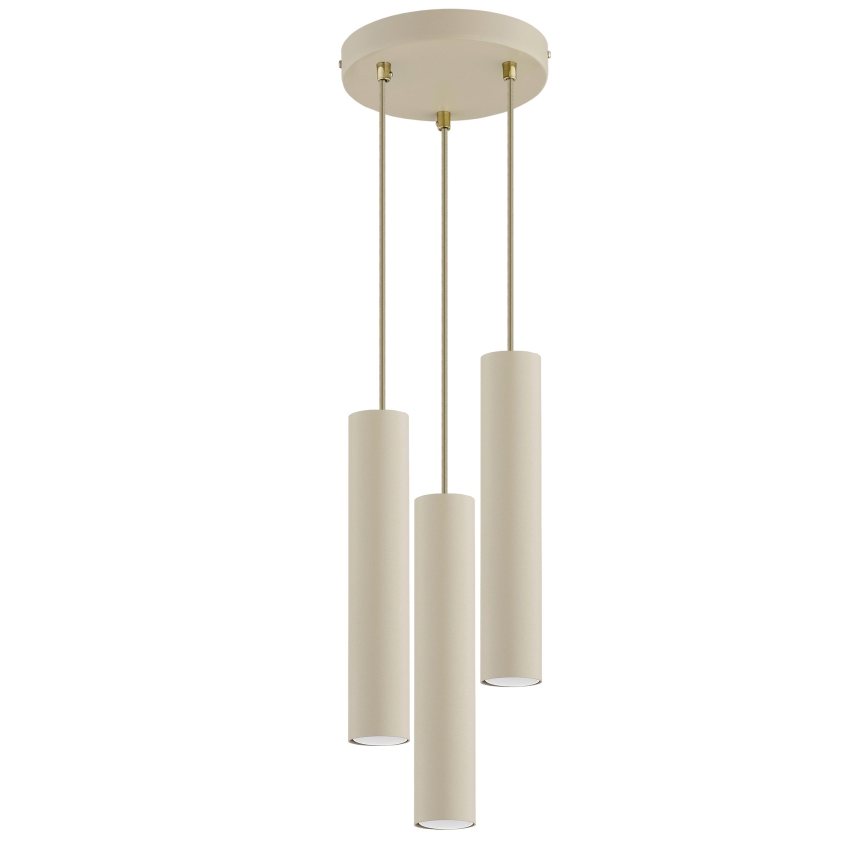 Brilagi - Lampadario a sospensione con cavo TUBE 3xGU10/15W/230V beige/oro