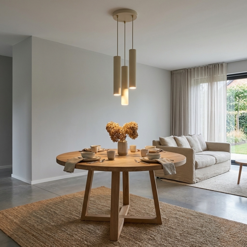 Brilagi - Lampadario a sospensione con cavo TUBE 3xGU10/15W/230V beige/oro
