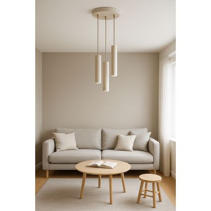 Brilagi - Lampadario a sospensione con cavo TUBE 3xGU10/15W/230V beige/oro