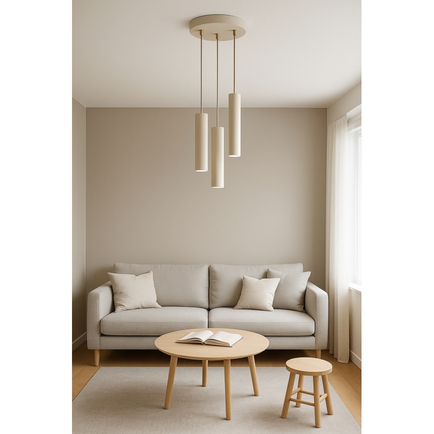 Brilagi - Lampadario a sospensione con cavo TUBE 3xGU10/15W/230V beige/oro