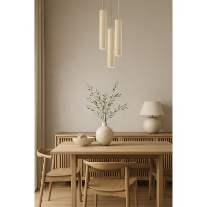 Brilagi - Lampadario a sospensione con cavo TUBE 3xGU10/15W/230V beige/oro