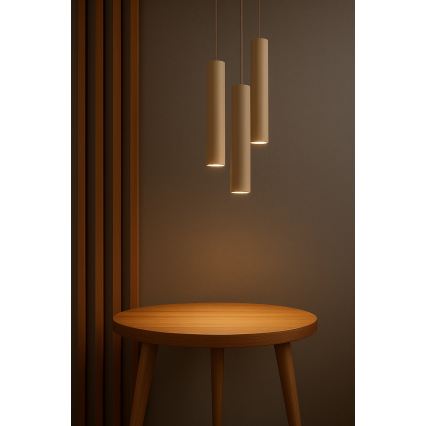 Brilagi - Lampadario a sospensione con cavo TUBE 3xGU10/15W/230V beige/oro