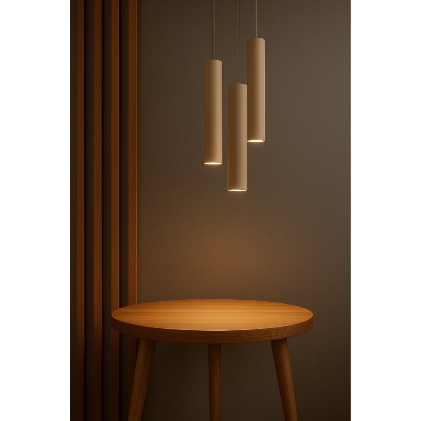 Brilagi - Lampadario a sospensione con cavo TUBE 3xGU10/15W/230V beige/oro