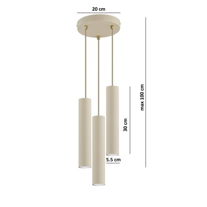 Brilagi - Lampadario a sospensione con cavo TUBE 3xGU10/15W/230V beige/oro