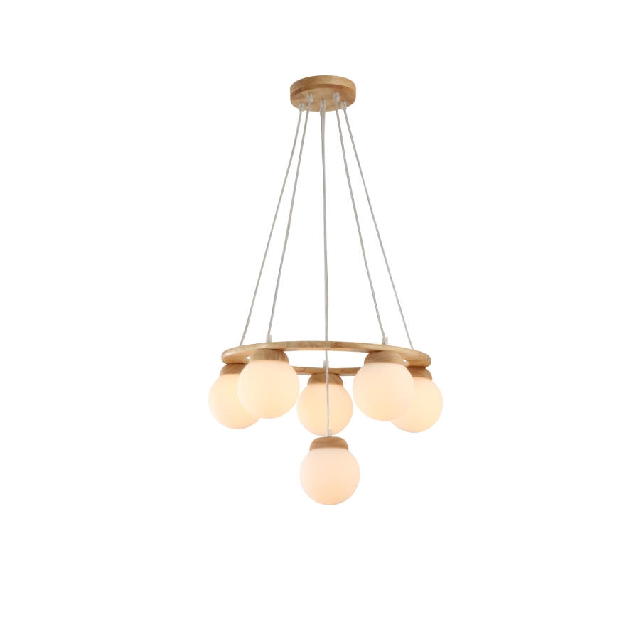 Brilagi - Lampadario a sospensione con cavo VISBY WOOD 6xE27/60W/230V Ø 58 cm in legno di caucciù