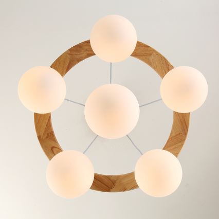 Brilagi - Lampadario a sospensione con cavo VISBY WOOD 6xE27/60W/230V Ø 58 cm in legno di caucciù