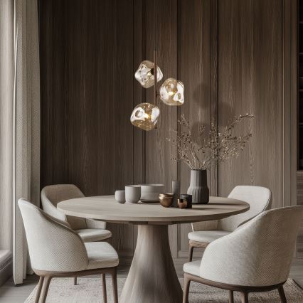 Brilagi - Lampadario a sospensione con cavo VULCANO 3xG9/8W/230V marrone/beige fumé