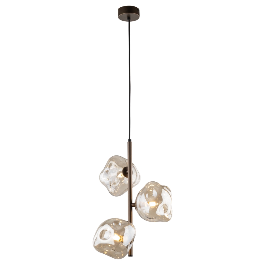 Brilagi - Lampadario a sospensione con cavo VULCANO 3xG9/8W/230V marrone/beige fumé