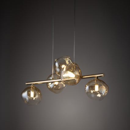 Brilagi - Lampadario a sospensione con cavo VULCANO 5xG9/8W/230V oro/beige fumé