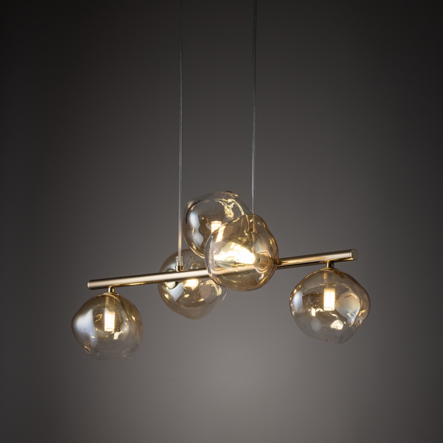 Brilagi - Lampadario a sospensione con cavo VULCANO 5xG9/8W/230V oro/beige fumé