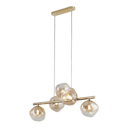 Brilagi - Lampadario a sospensione con cavo VULCANO 5xG9/8W/230V oro/beige fumé