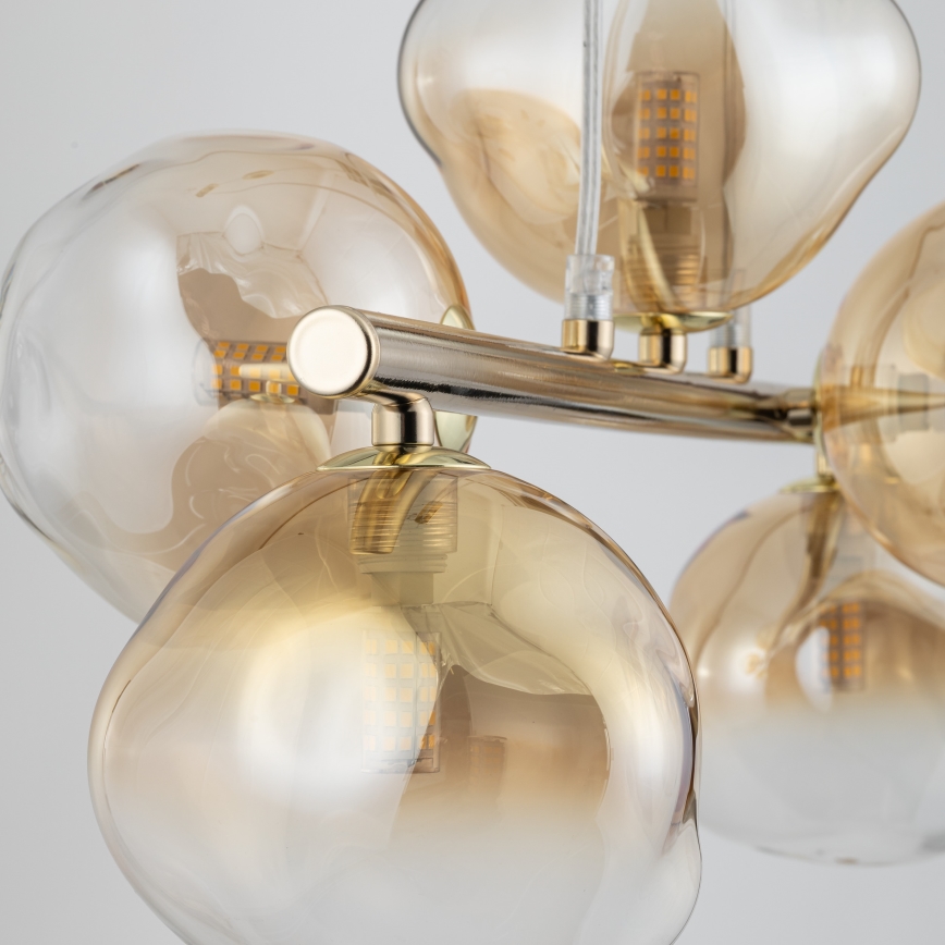 Brilagi - Lampadario a sospensione con cavo VULCANO 5xG9/8W/230V oro/beige fumé