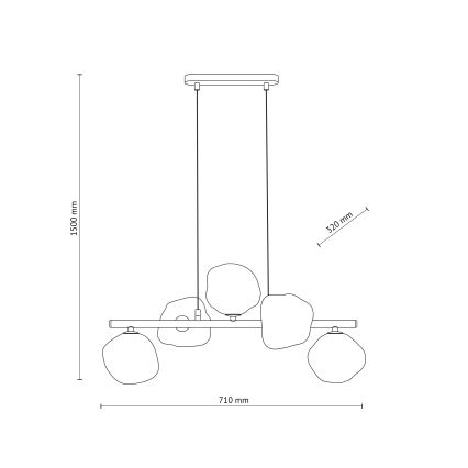 Brilagi - Lampadario a sospensione con cavo VULCANO 5xG9/8W/230V oro/beige fumé