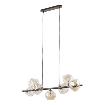 Brilagi - Lampadario a sospensione con cavo VULCANO 7xG9/8W/230V marrone/beige fumoso