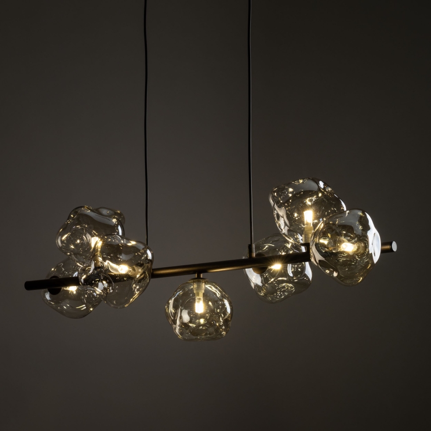 Brilagi - Lampadario a sospensione con cavo VULCANO 7xG9/8W/230V marrone/beige fumoso