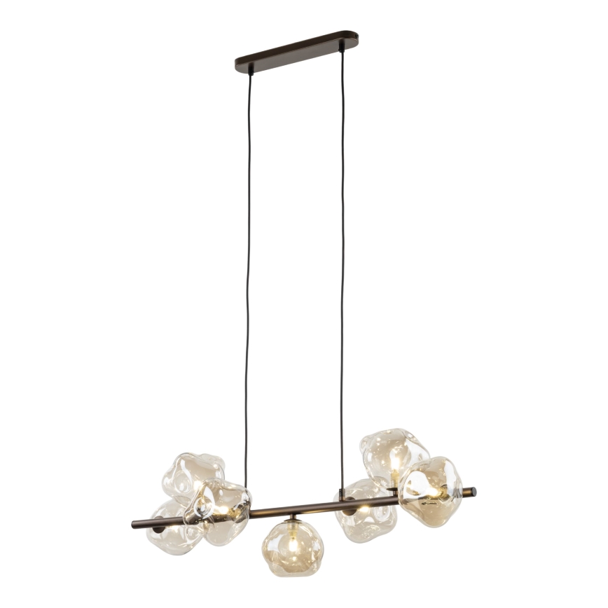 Brilagi - Lampadario a sospensione con cavo VULCANO 7xG9/8W/230V marrone/beige fumoso
