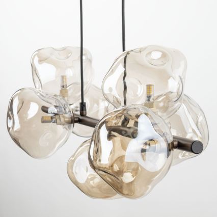 Brilagi - Lampadario a sospensione con cavo VULCANO 7xG9/8W/230V marrone/beige fumoso