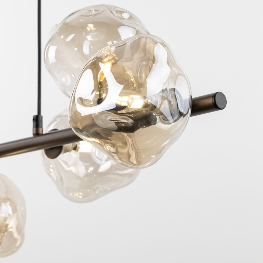 Brilagi - Lampadario a sospensione con cavo VULCANO 7xG9/8W/230V marrone/beige fumoso