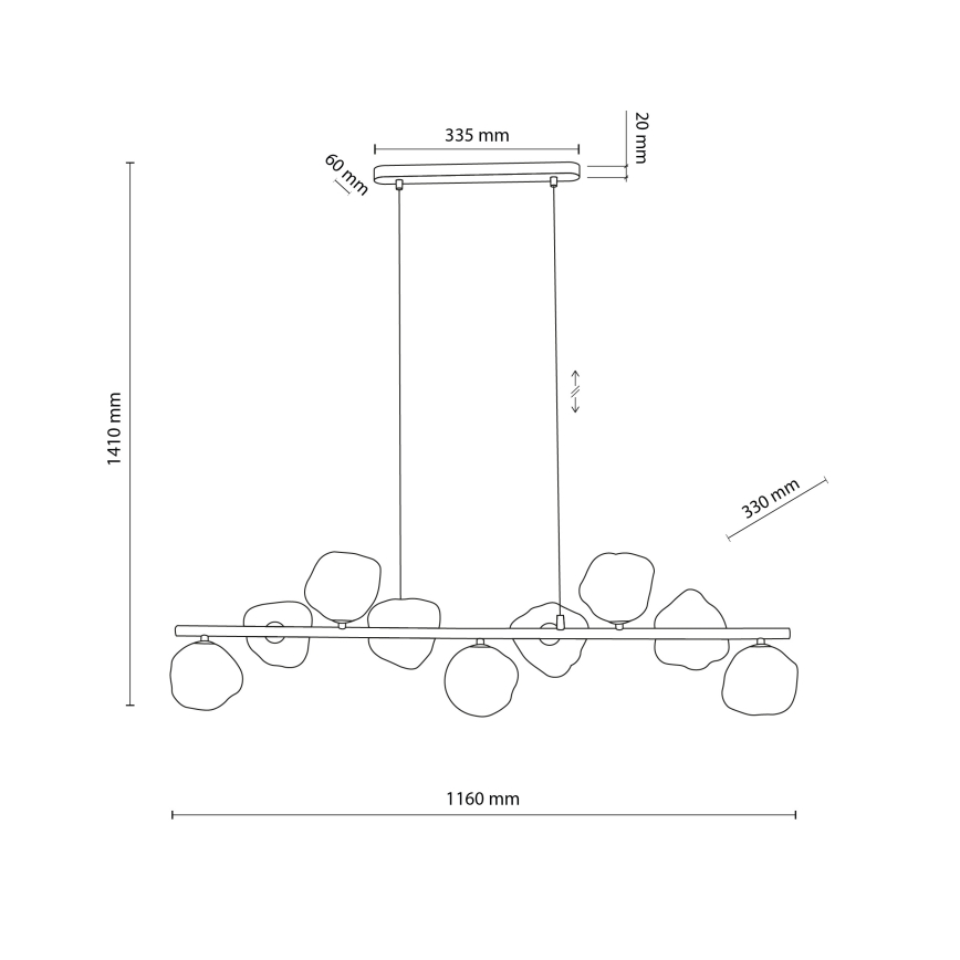 Brilagi - Lampadario a sospensione con cavo VULCANO 9xG9/8W/230V beige/beige fumé