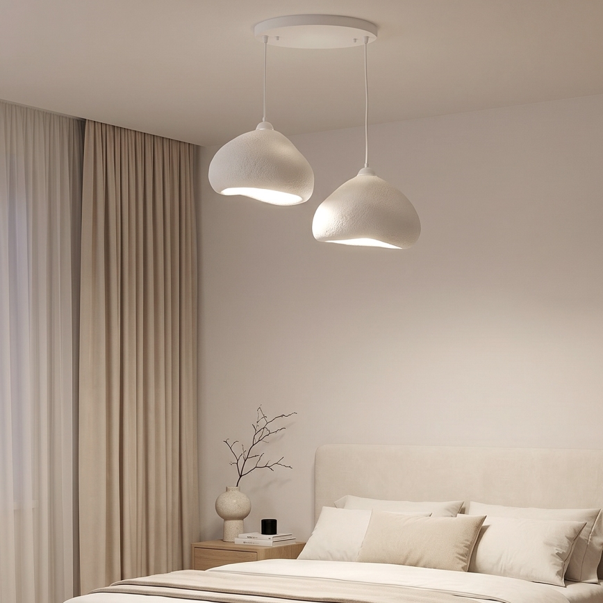 Brilagi - Lampadario a sospensione con cavo WABI SABI 2xE27/40W/230V diam. 45 cm bianco
