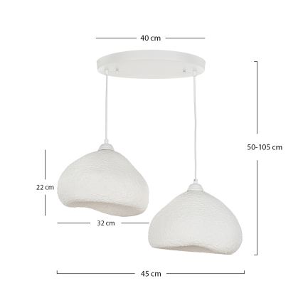 Brilagi - Lampadario a sospensione con cavo WABI SABI 2xE27/40W/230V diam. 45 cm bianco