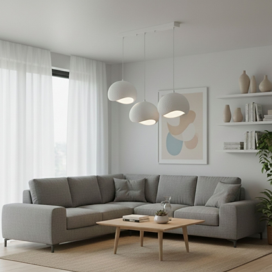 Brilagi - Lampadario a sospensione con cavo WABI SABI 3xE27/40W/230V bianco