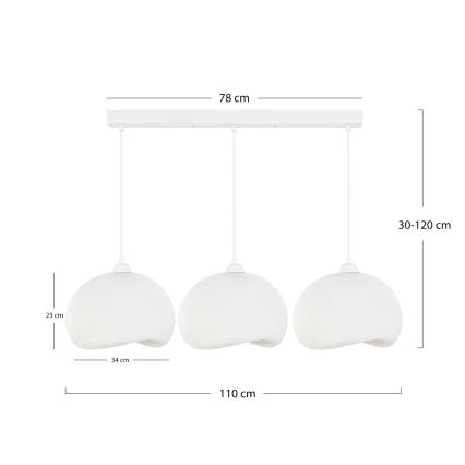 Brilagi - Lampadario a sospensione con cavo WABI SABI 3xE27/40W/230V bianco