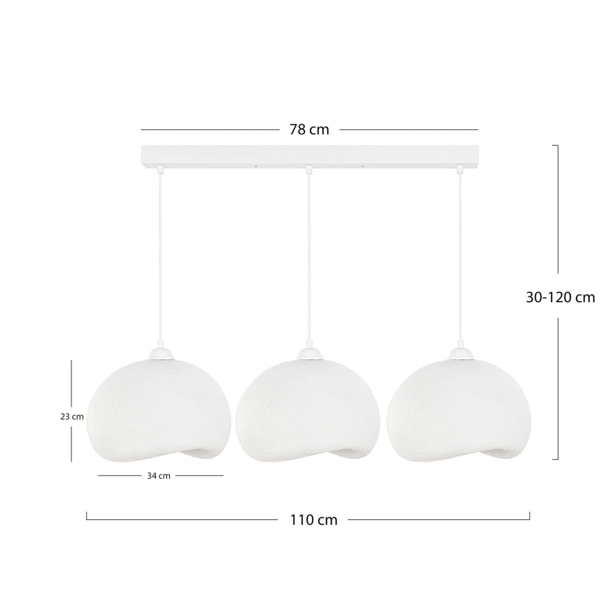 Brilagi - Lampadario a sospensione con cavo WABI SABI 3xE27/40W/230V bianco
