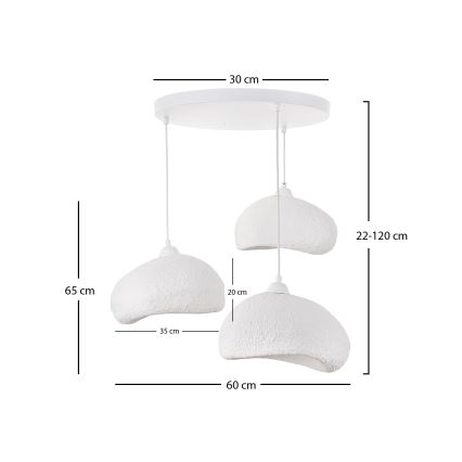 Brilagi - Lampadario a sospensione con cavo WABI SABI 3xE27/40W/230V Ø 60 cm bianco