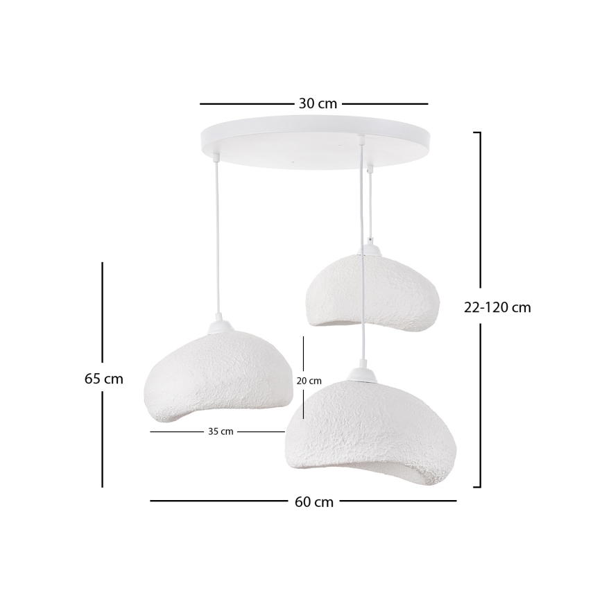 Brilagi - Lampadario a sospensione con cavo WABI SABI 3xE27/40W/230V Ø 60 cm bianco