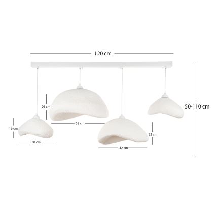 Brilagi - Lampadario a sospensione con cavo WABI SABI 4xE27/40W/230V bianco