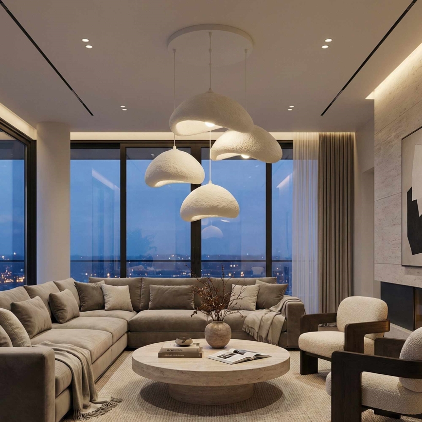 Brilagi - Lampadario a sospensione con cavo WABI SABI 4xE27/40W/230V Ø 90 cm bianco