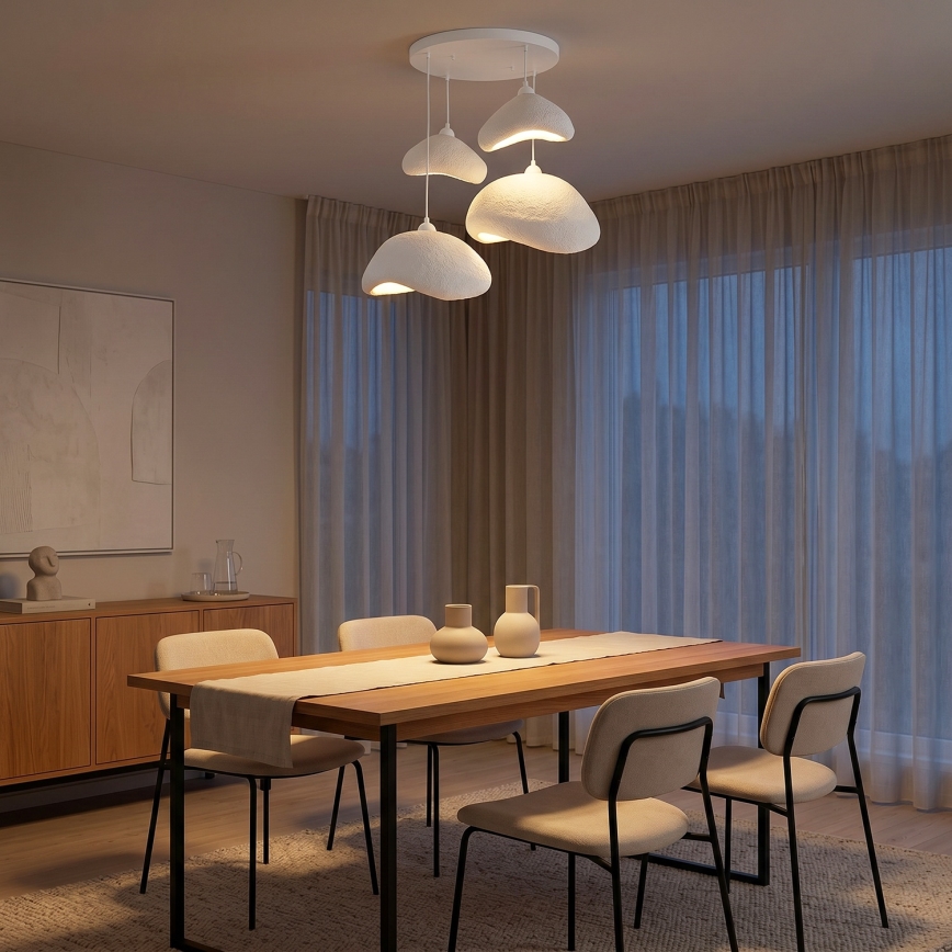 Brilagi - Lampadario a sospensione con cavo WABI SABI 4xE27/40W/230V Ø 90 cm bianco