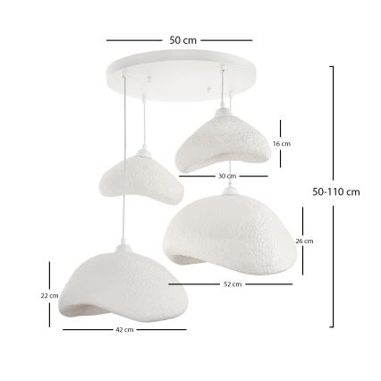 Brilagi - Lampadario a sospensione con cavo WABI SABI 4xE27/40W/230V Ø 90 cm bianco