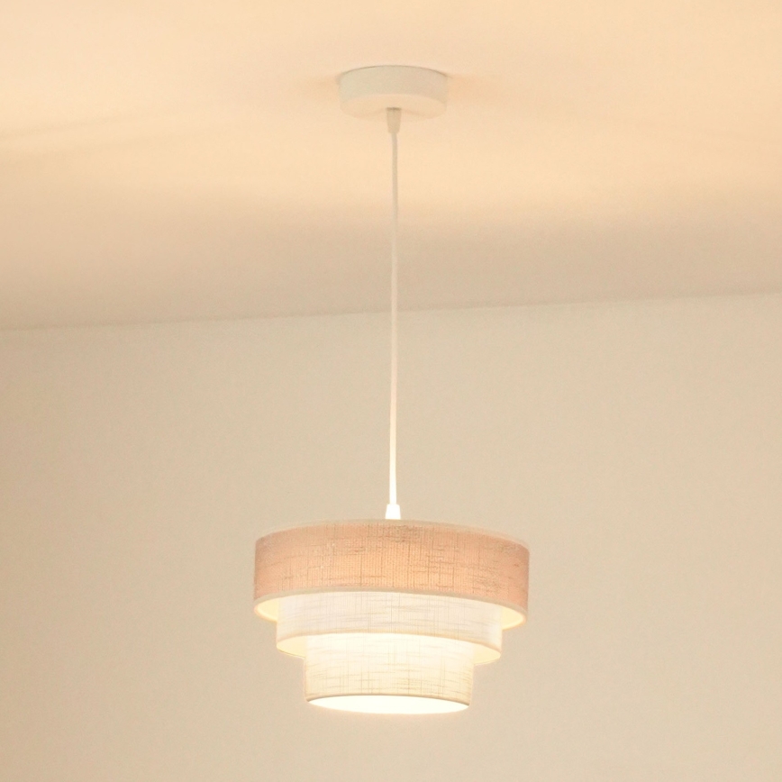 Brilagi - Lampadario a sospensione con filo ALASKA LUNETA 1xE27/15W/230V diametro 25 cm grigio/color crema