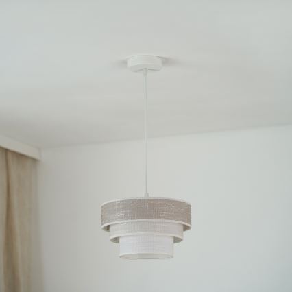 Brilagi - Lampadario a sospensione con filo ALASKA LUNETA 1xE27/15W/230V diametro 25 cm grigio/color crema