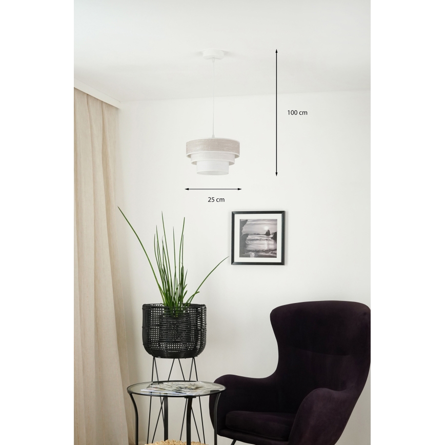 Brilagi - Lampadario a sospensione con filo ALASKA LUNETA 1xE27/15W/230V diametro 25 cm grigio/color crema