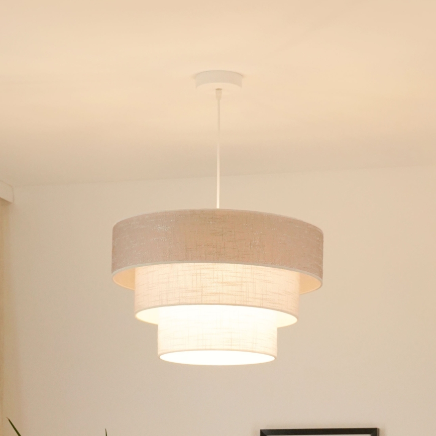Brilagi - Lampadario a sospensione con filo ALASKA LUNETA 1xE27/15W/230V diametro 45 cm grigio/color crema