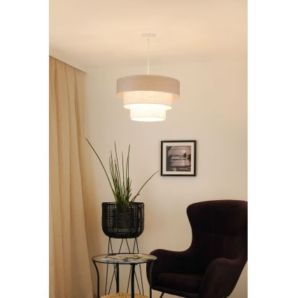 Brilagi - Lampadario a sospensione con filo ALASKA LUNETA 1xE27/15W/230V diametro 45 cm grigio/color crema