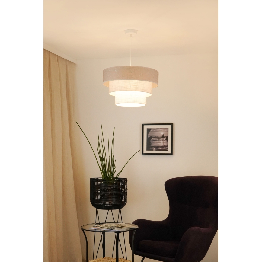 Brilagi - Lampadario a sospensione con filo ALASKA LUNETA 1xE27/15W/230V diametro 45 cm grigio/color crema