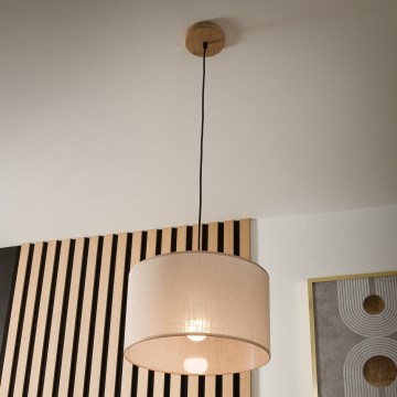 Brilagi - Lampadario a sospensione con filo ANTHONY 1xE27/60W/230V quercia/beige