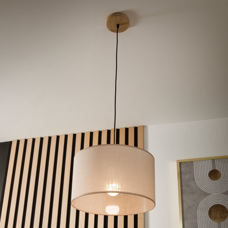 Brilagi - Lampadario a sospensione con filo ANTHONY 1xE27/60W/230V quercia/beige
